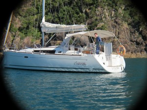 The Beneteau at first anchorage