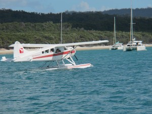 Seaplane off Whitehaven Beach