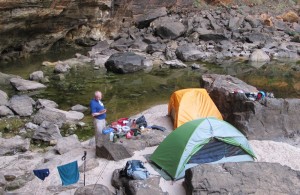 Our campsite at the remote Black Rock pool