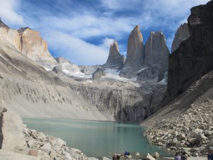 The majestic Torres with glacial lake below.