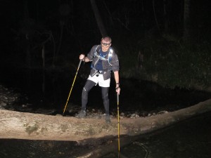 Michael negotiating a river crossing