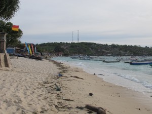 Coconut Beach looking back at area where I stayed (on hill)