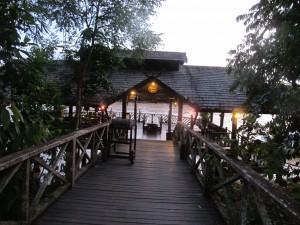 Looking towards the dining deck with river in background