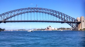 Iconic view of Sydney Opera House and Sydney Harbour Bridge