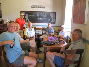 The boys enjoying a cold one before lunch