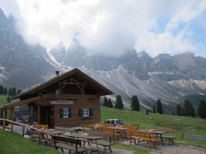 A typical Alm (Refuge and Restaurant) in the Dolomites.