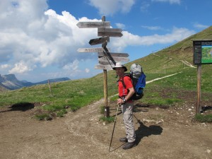 On a section of the Alta Via 2...a multiday day hike route through the Dolomites...carrying big pack as training for Haute Route